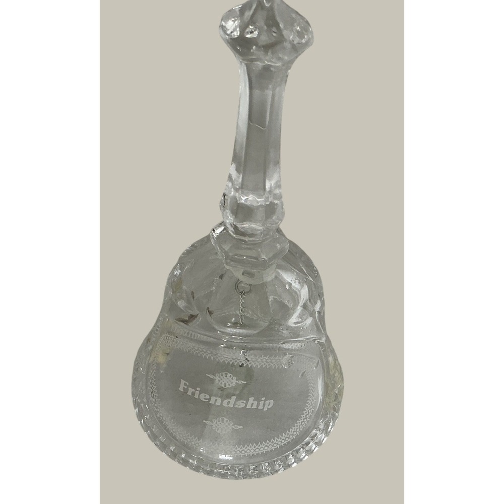 Artmark 1994 Vintage Friendship Glass Bell Etched Poem Clear Decorative Gift